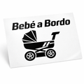 Pegatina Bebé a Bordo Racing Carrito – Sticker Vinilo Negro Mate 18x13 cm para Coche | Diseño Motorsport Luna Trasera