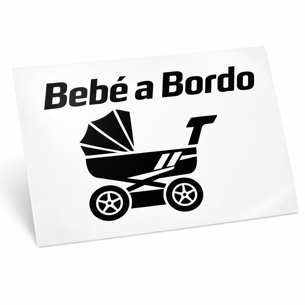 Pegatina Bebé a Bordo Racing Carrito – Sticker Vinilo Negro Mate 18x13 cm para Coche | Diseño Motorsport Luna Trasera