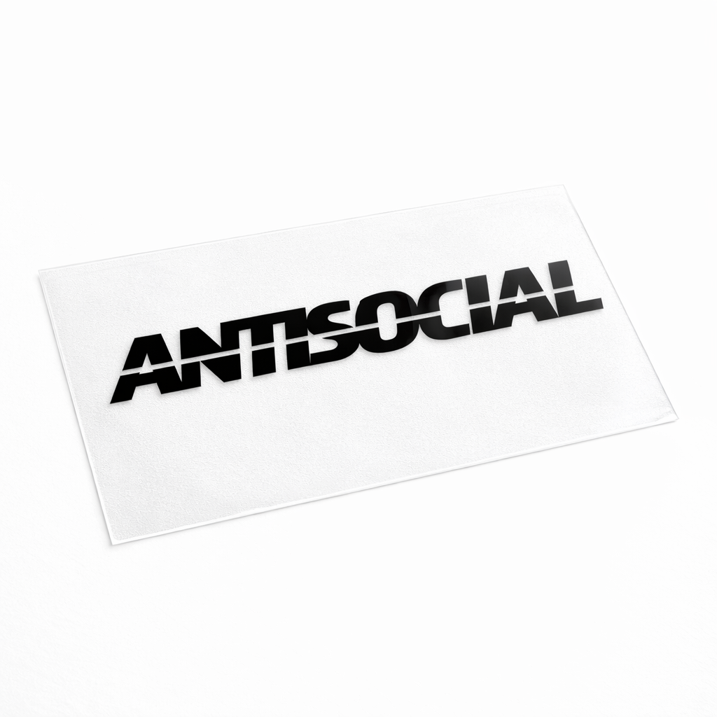 Pegatina ANTISOCIAL para Coche 23 x 3 cm – Vinilo Adhesivo Automoción Negro Brillo | Sticker JDM Racing