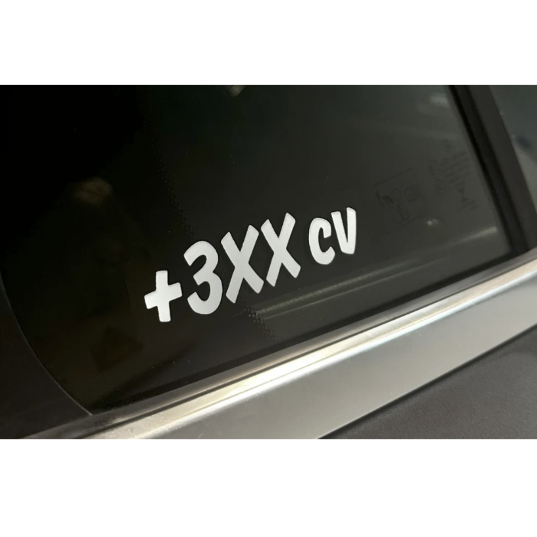 Pegatina +3XX cv Blanca