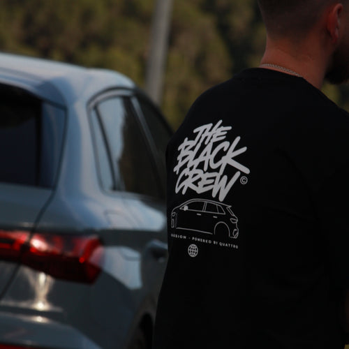 Camiseta The Black Crew Personalizable – Silueta de Coche Custom | Edición Blanco y Negro